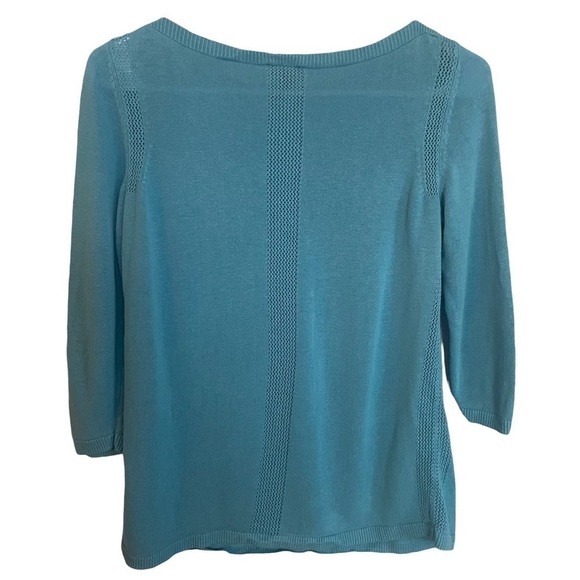 Talbots Petite Blue Linen Blend Quarter Length Sleeved Shirt - Picture 5 of 6